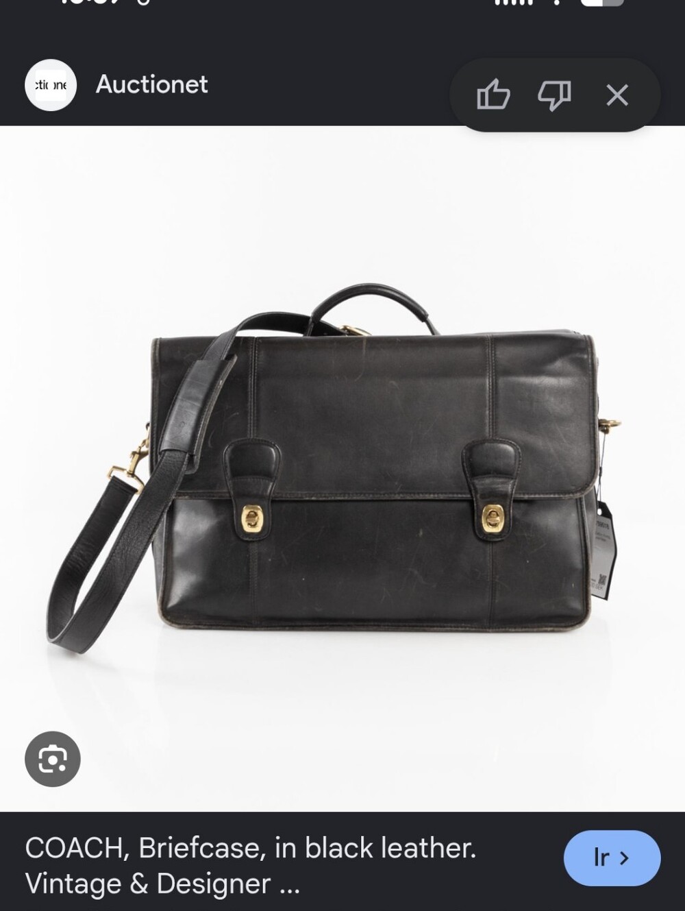 Coach Black Leather Work Briefcase with Top Handle and Strap